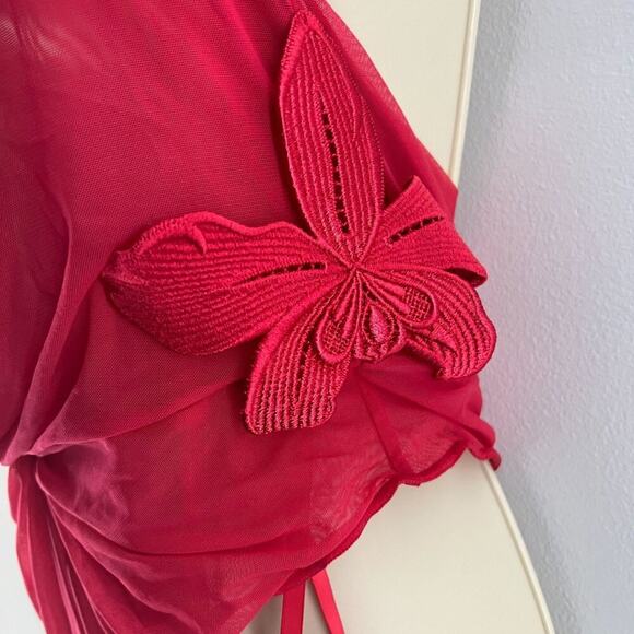 Vintage Victoria Secret Semi Sheer Red Deep Plug Bodysuit Womens Size Medium - Picture 3 of 7